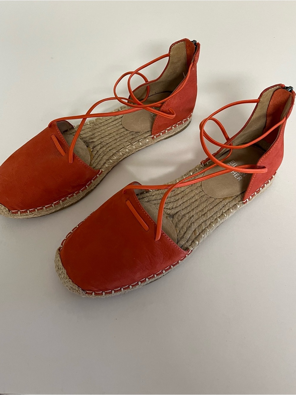 Women's Eileen Fisher Orange Espadrille Strappy Flats Size 7